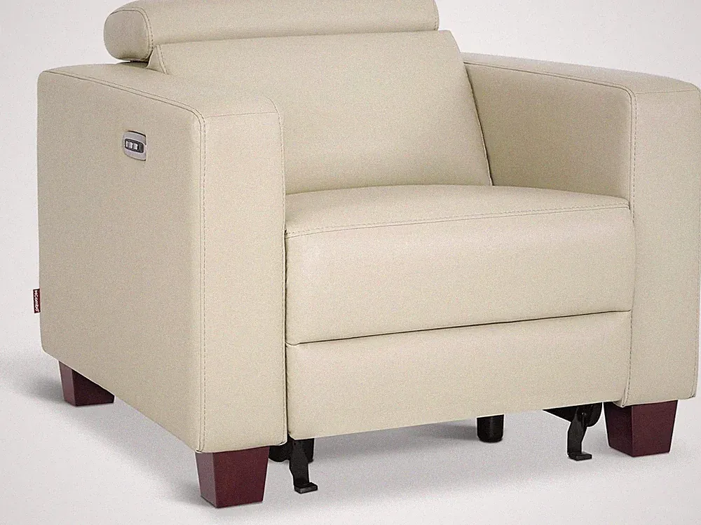 Beige Wall Hugger Power Recliner Chair with USB Ports for Small Spaces