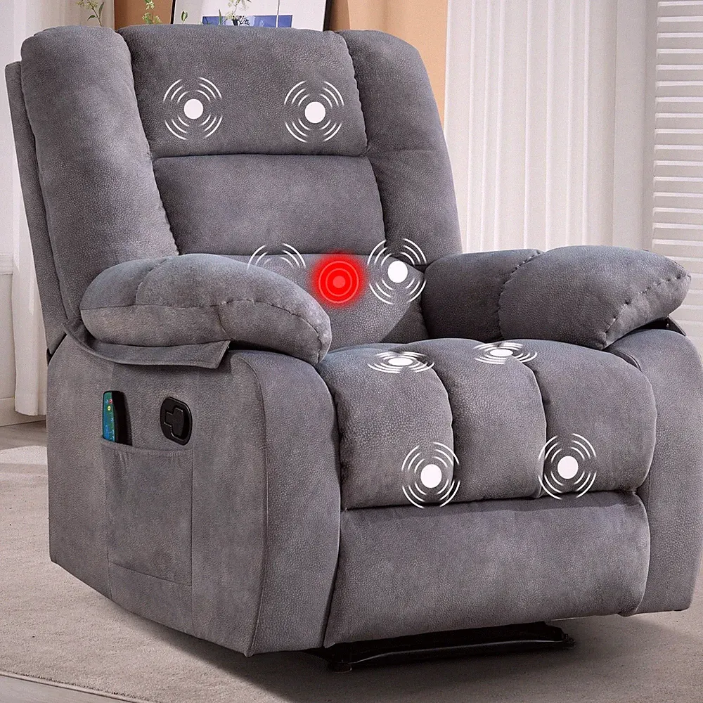 Canmov Manual Recliner Massage Chair with Vibration and Heat, Soft Fabric Sofa