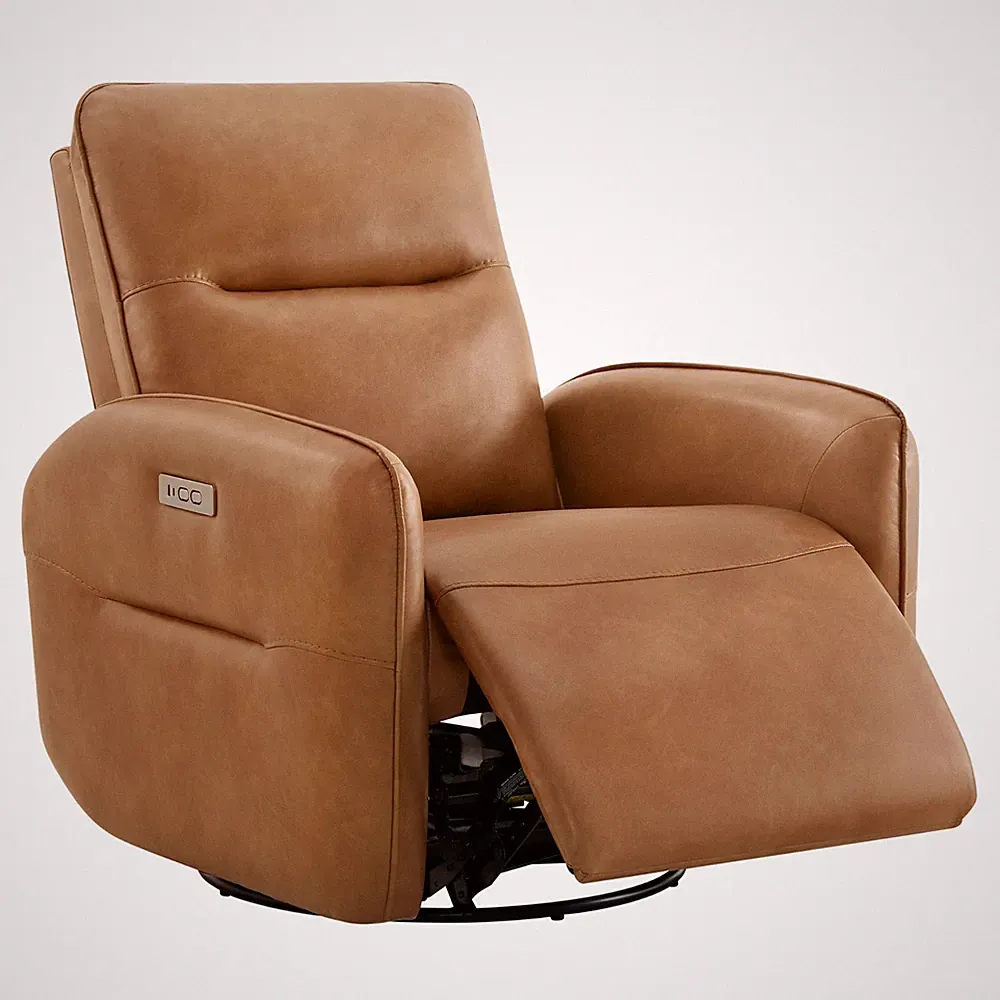 CHITA Faux Leather Power Recliner Chair, Rounded Back Swivel Glider Recliner
