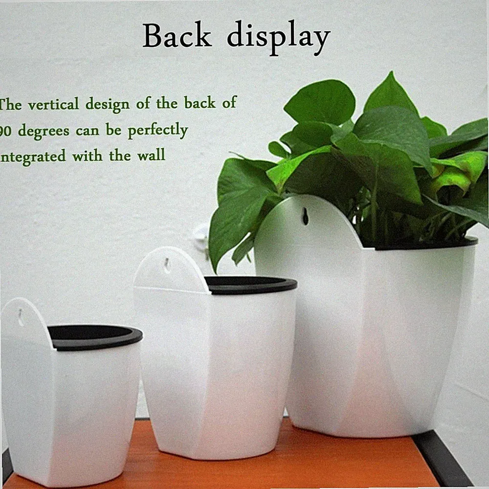 Convenient and space saving wall mounted flower pot with hanging holes