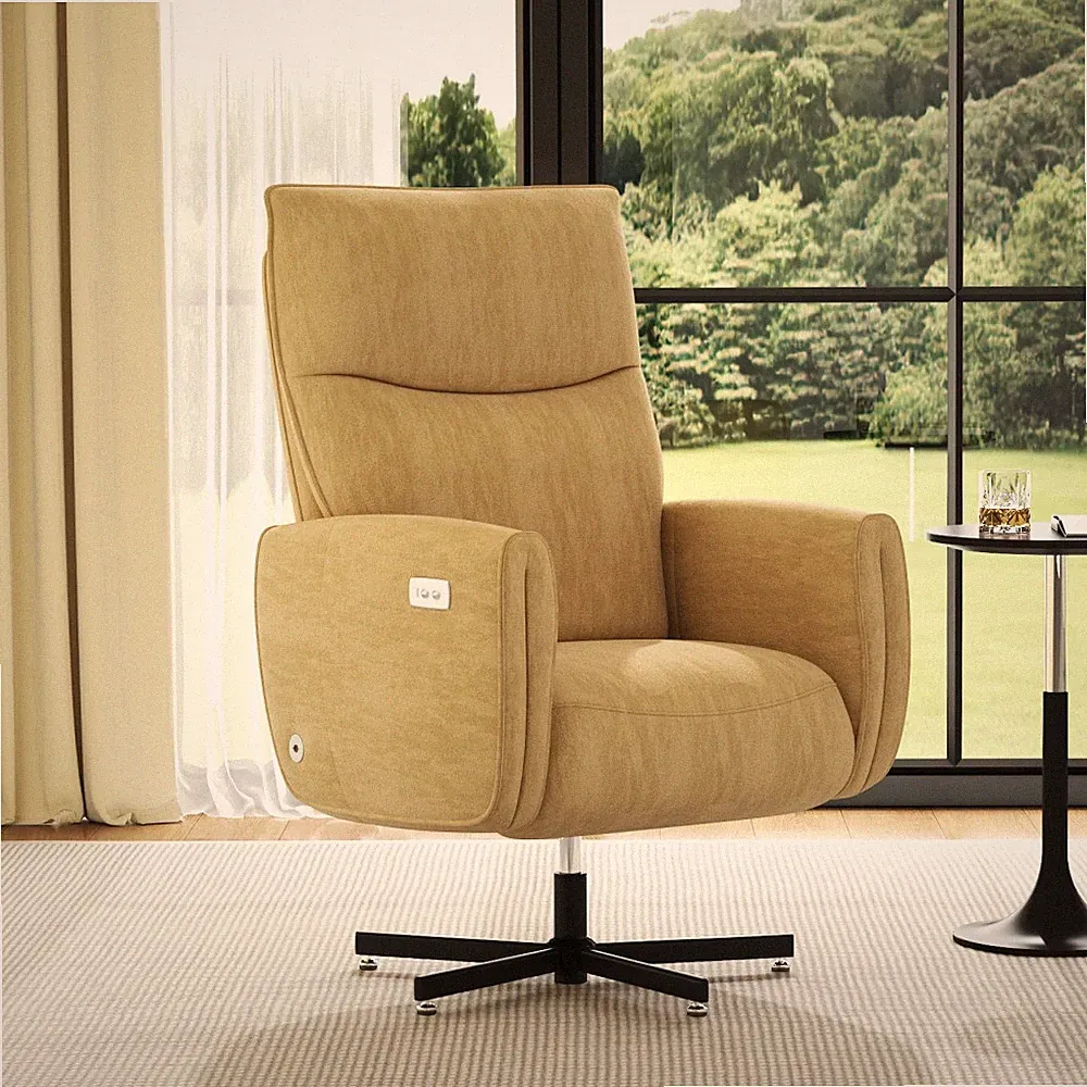 Electric Power Recliner Chair 360° Swivel Velvet Upholstered USB Type C Charging
