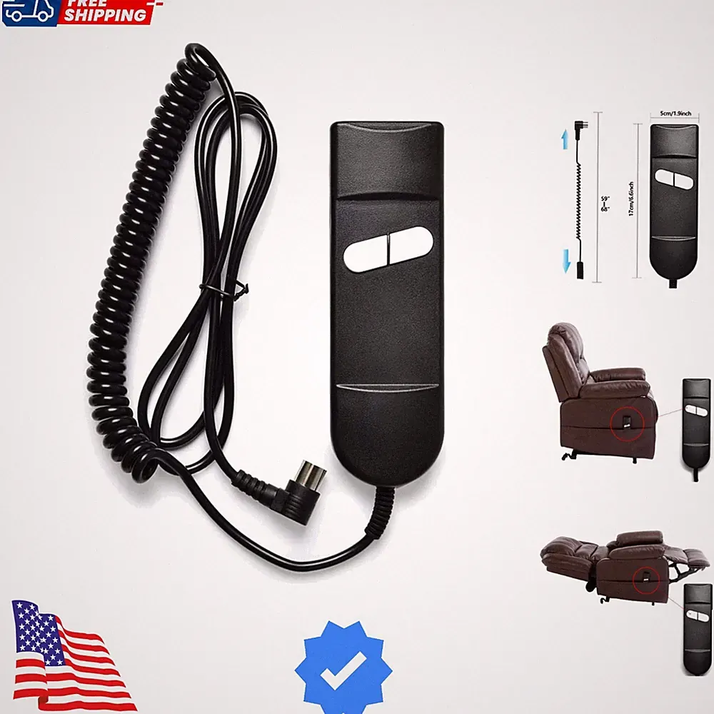 Lift Chair Remote Replacement, 5 Pin 2 Button 90 Degree Power Recliner Remote...