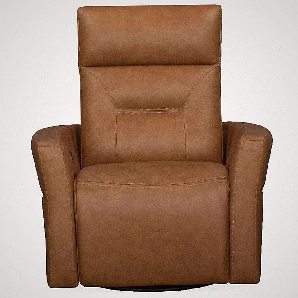 Pemberly Row Contemporary Vintage Caramel Power Swivel Glider Recliner