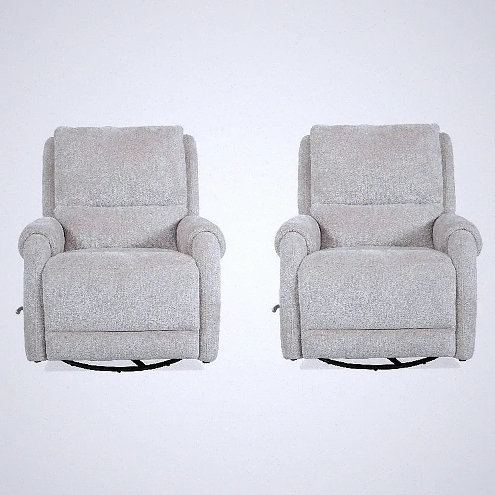 Pemberly Row Ecru Mist Manual Swivel Glider Recliner Two Pack