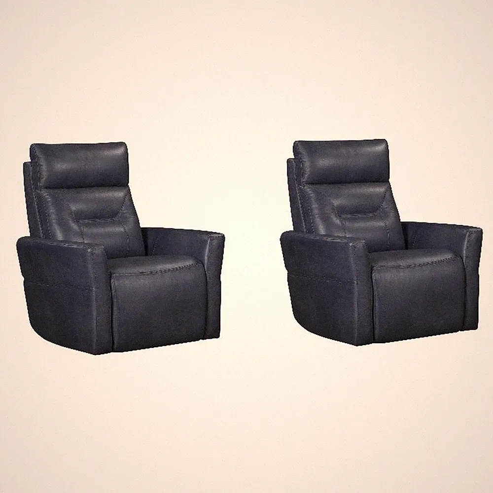 Pemberly Row Vintage Navy Power Swivel Glider Recliner Two Pack