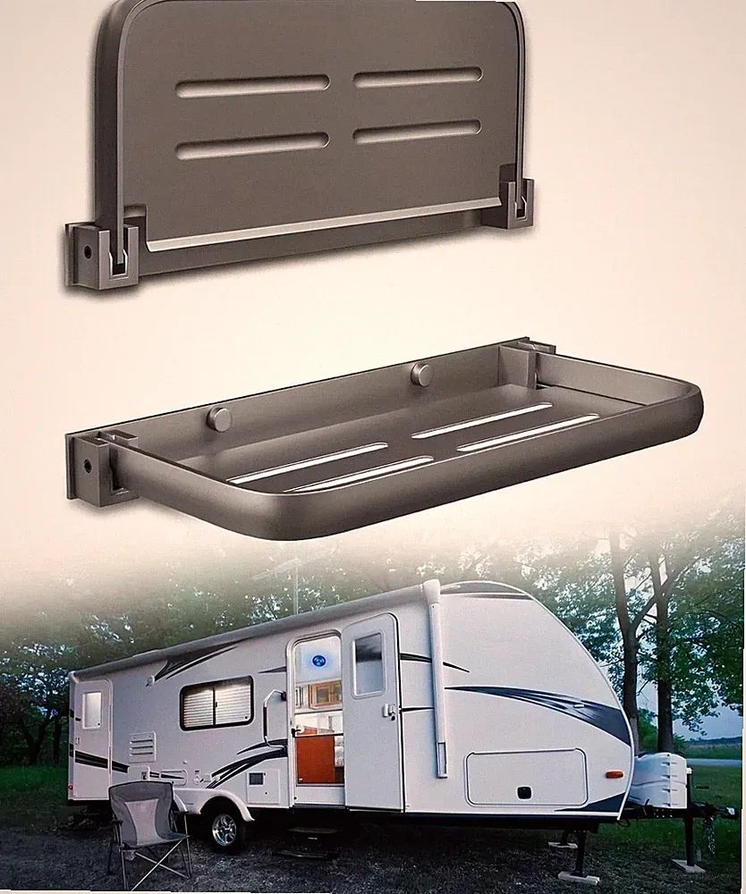 RV Foldable Wall Shelf Aluminium Drop Down Camper Storage Space Saving Rack