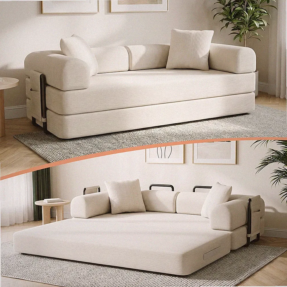 Space-Saving Compression Sofa Corduroy Skin-friendly Sleeper Bed Instant Setup