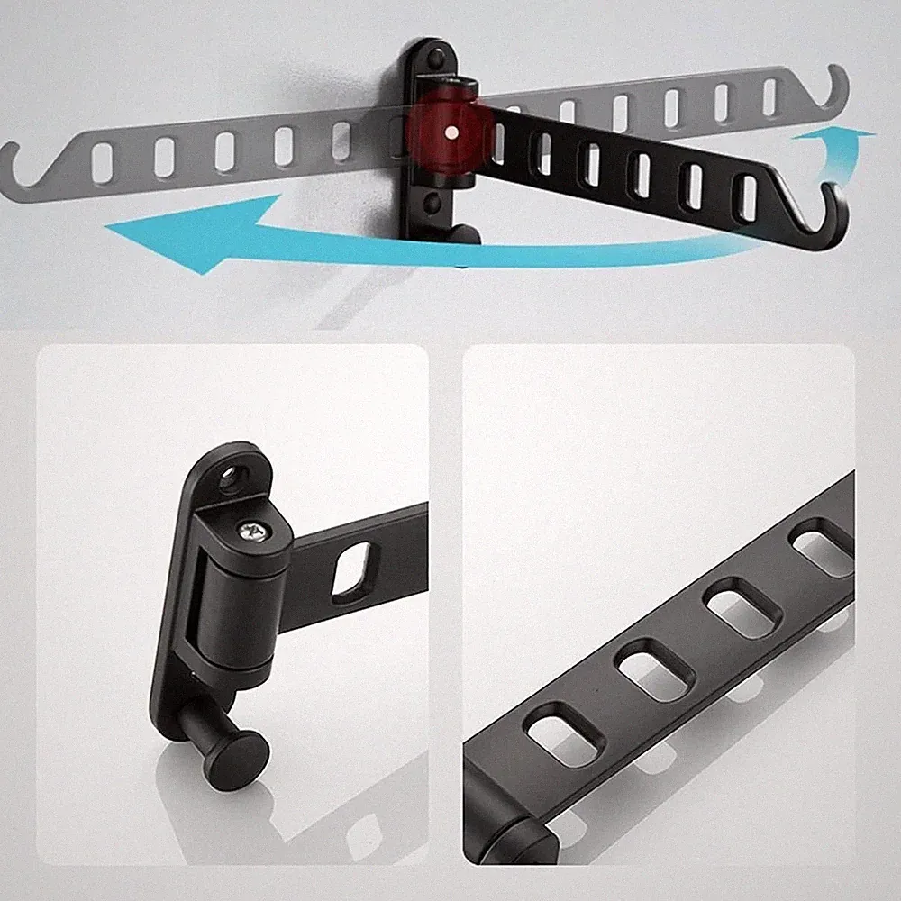 Space Saving Foldable Drying Rack Wall Mounted For Laundry Rooms No Drilling