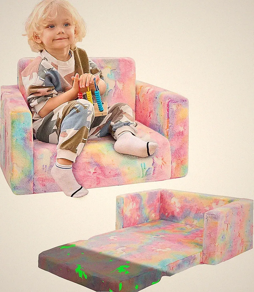 Unicorn Toddler Couch and Lounger - Soft Glow in the Dark Kids Sofa Bed