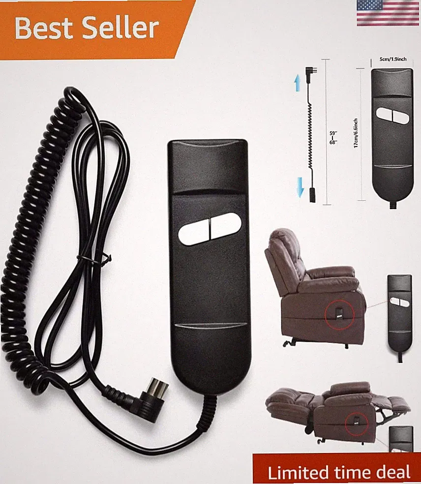 Universal Lift Chair Remote Replacement - 5 Pin 2 Button Power Recliner Device